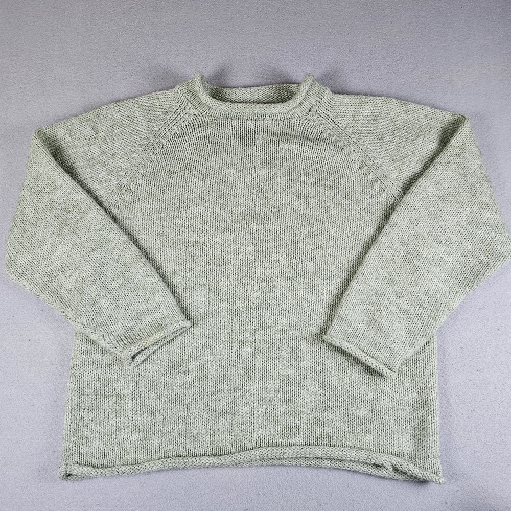 American South Side Alpaca Sweater Womens Medium Sage Green Rollneck Hand Knit